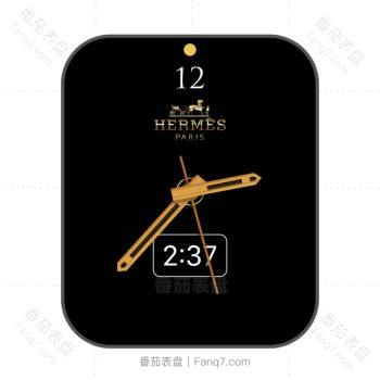 爱马仕Hermes黑色玫瑰金logo简约表盘.clock