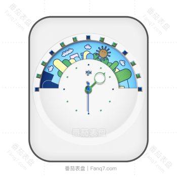 MJWsun&moonByAH.白底可爱卡通城市表盘.colck