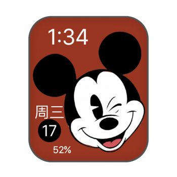 迪士尼disney卡通红底米奇黑红表盘.clock