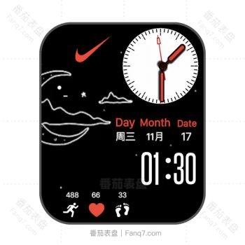 nike耐克黑色素描月云表盘.clock