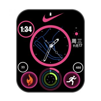 耐克nike黑底玫红运动表盘.clock