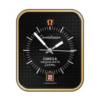 欧米茄OMEGA黑色方格圈金色边表盘.clock