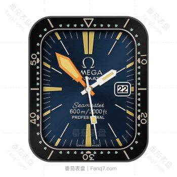 欧米茄OMEGA酷黑蓝底黄色刻度简约高端表盘.clock