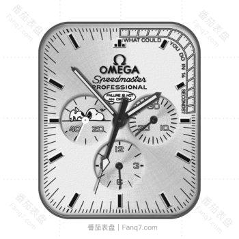 欧米茄OMEGA简约白灰史努比联名三盘表盘.clock