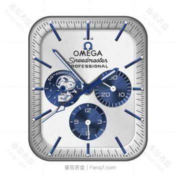 欧米茄OMEGA简约白蓝史努比联名三盘表盘.clock