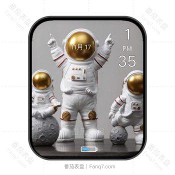 宇航员太空人月球三个迷你卡通表盘.clock