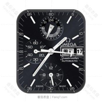 OMEGA 欧米茄深黑色三盘表盘.clock