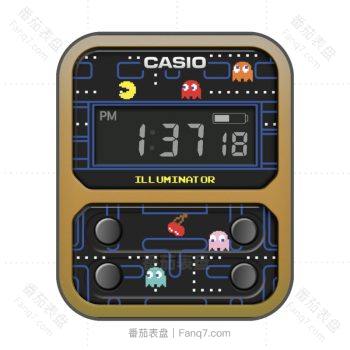 卡西欧CASIOG黑橙吃豆糖人表盘.clock