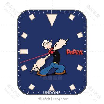 Popeye Undone Black大力水手蓝色表盘.clcok