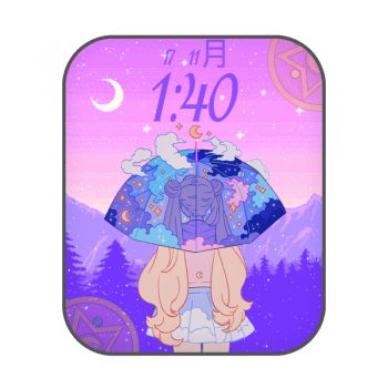 粉色少女撑伞水冰月可爱卡通表盘.clock