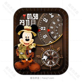 迪士尼米老鼠米奇船长木质风格表盘.clock