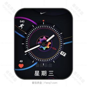 nike耐克黑底白圈蓝紫丝绸表盘.clock