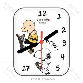 Swatch斯沃琪史努比白色滑板表盘.clock