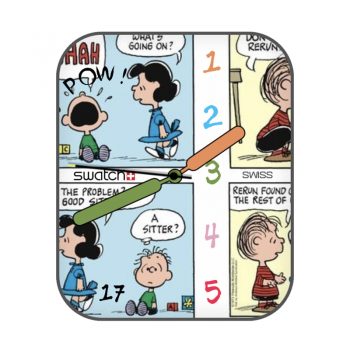 Swatch斯沃琪史努比蓝黄漫画表盘.clock