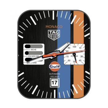 泰格豪雅手表TAG HEUER黄蓝条纹黑底表盘.clock