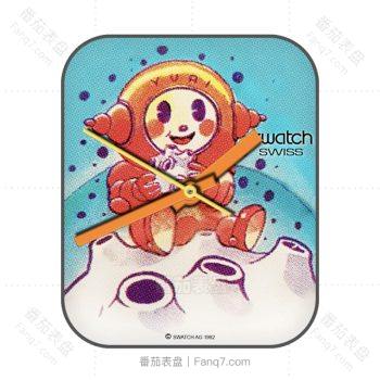 Swatch斯沃琪1992宇航员火星可爱卡通蓝橙表盘.clock