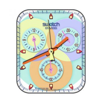 Swatch斯沃琪三原色黄橙紫蓝白底表盘.clock