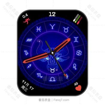 十二星座十二星宿蓝黑金牛表盘.clock