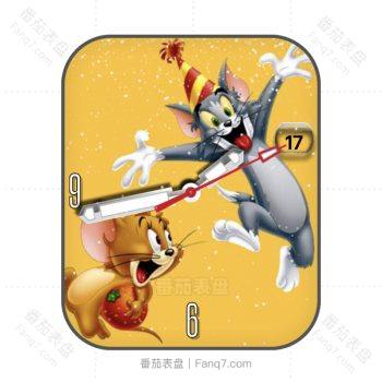 Tom and Jerry 猫和老鼠汤姆和杰瑞橙色生日派对主题表盘.clock