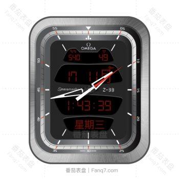 OMEGA 欧米茄黑色方框复古银边表盘.clock