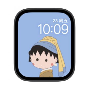 戴珍珠耳环的少女樱桃小丸子版苹果iwatch壁纸表盘.watchface