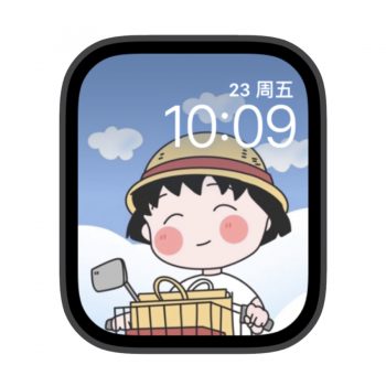 樱桃小丸子骑着自行车天气很好苹果iwatch壁纸表盘.watchface