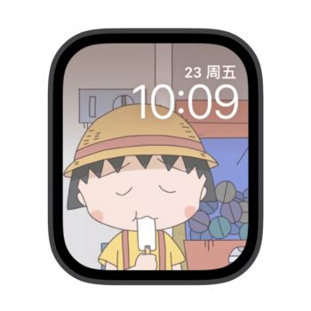 樱桃小丸子吃雪糕苹果iwatch壁纸表盘.watchface