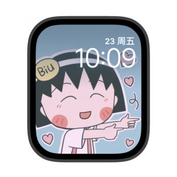樱桃小丸子比手势苹果iwatch壁纸表盘.watchface