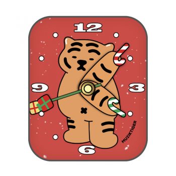 muziktiger小老虎圣诞主题系列橙色老虎红色表盘.clock