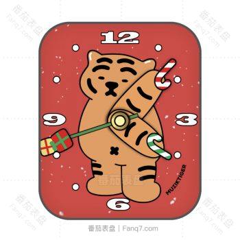 muziktiger小老虎圣诞主题系列橙色老虎红色表盘.clock
