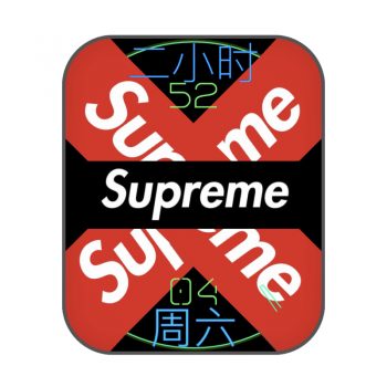 Supreme红色条纹logo黑色条纹表盘.clock