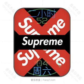 Supreme红色条纹logo黑色条纹表盘.clock
