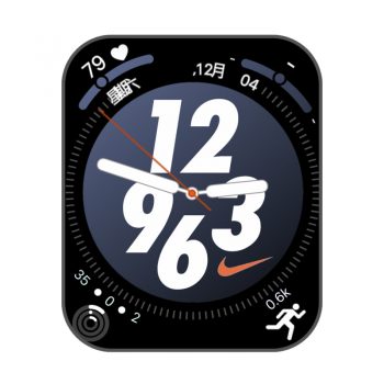 nike耐克黑底蓝圈白色时钟表盘.clock