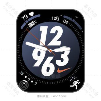 nike耐克黑底蓝圈白色时钟表盘.clock