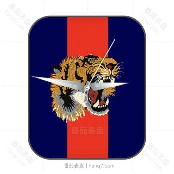 GUCCI古驰蓝红底黄色老虎刺绣表盘.clock