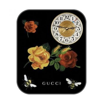 GUCCI古驰复古式黄红玫瑰黑底表盘.clock