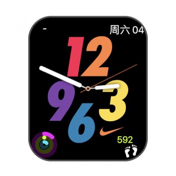 nike耐克黑底红橙黄紫蓝字表盘.clock