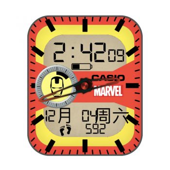 casio卡西欧Ironman漫威系列黄红表盘.clock