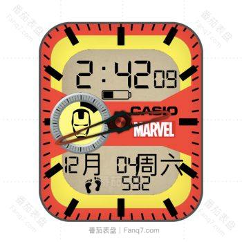 casio卡西欧Ironman漫威系列黄红表盘.clock