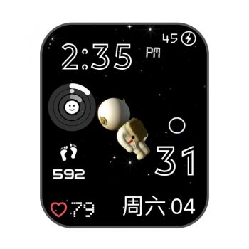 迷你太空人黑旋转可爱网红表盘.clock