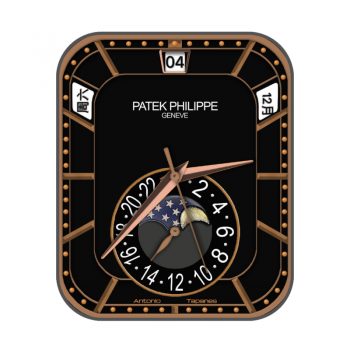 partek philippe百达翡丽黑色玫瑰金中世纪风格表盘.clock