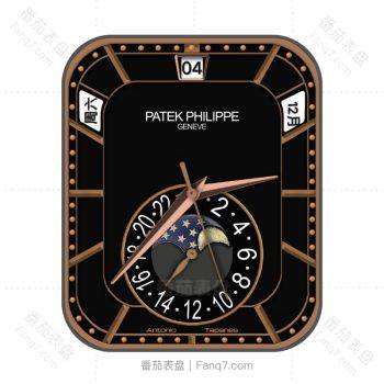 partek philippe百达翡丽黑色玫瑰金中世纪风格表盘.clock