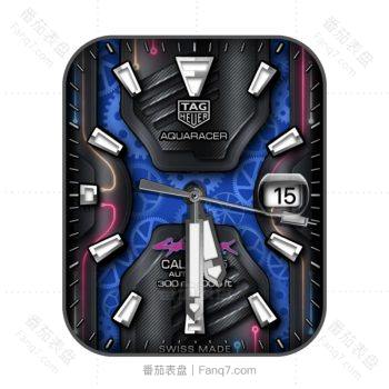泰格豪雅手表TAG HEUER蓝色汽车内部机械表盘.clock
