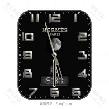 爱马仕Hermes黑色日月复古玫瑰金简约表盘.clock