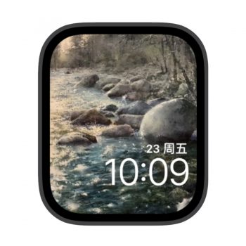 溪边的湖面与石头苹果iwatch壁纸表盘.watchface