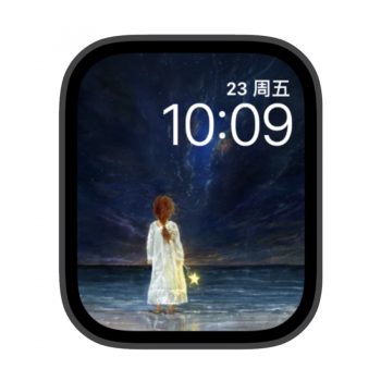星空下少女手持星星苹果iwatch壁纸表盘.watchface