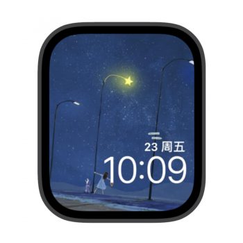 星空灯下的少女苹果iwatch壁纸表盘.watchface