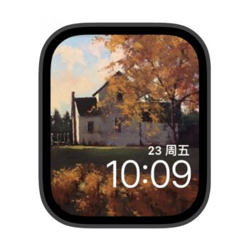 金色灌木与小房子苹果iwatch壁纸表盘.watchface