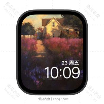 花丛与小洋楼苹果iwatch壁纸表盘.watchface