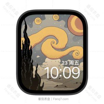 星月夜浮世绘版苹果iwatch壁纸表盘.watchface